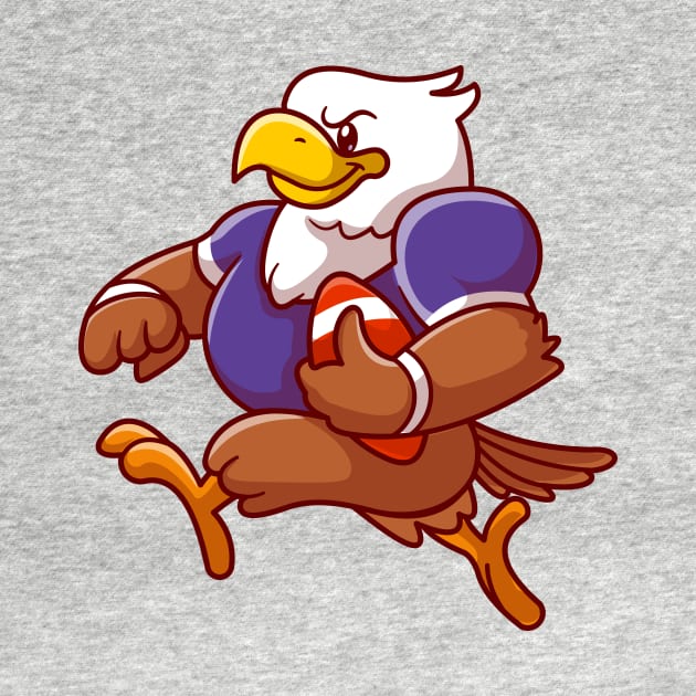 Cute Eagle Playing Rugby Football Cartoon by Catalyst Labs